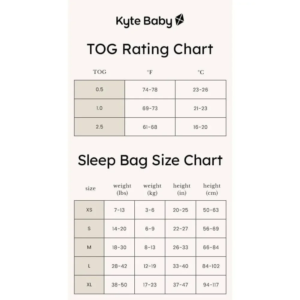 NWOT Kyte Baby Sienna Bamboo 1.0 Tog Sleep Bag Size L